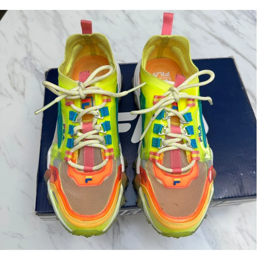 Fila Oakmont TL Womens 7 Neon Sneakers Colorful Retro Streetwear